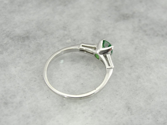 Rare Tsavorite Garnet in Retro Engagement Ring