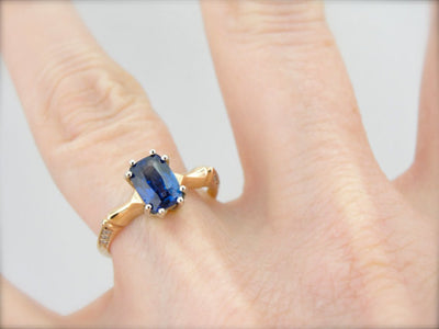 Retro Fine Blue Ceylon Solitaire Ring