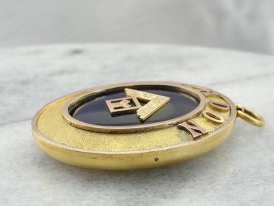 Substantial Masonic Gold Fill Royal Blue Enamel  Pendant