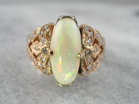 Opulent Ethiopian Opal Ring in Rose & White Gold
