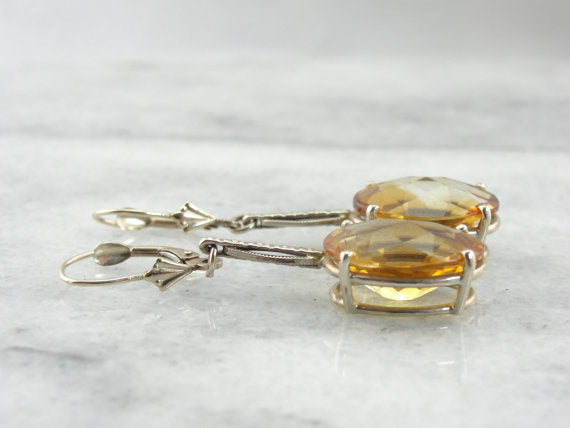 Multi Toned Gold Citrine Drop Earrings