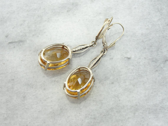 Multi Toned Gold Citrine Drop Earrings