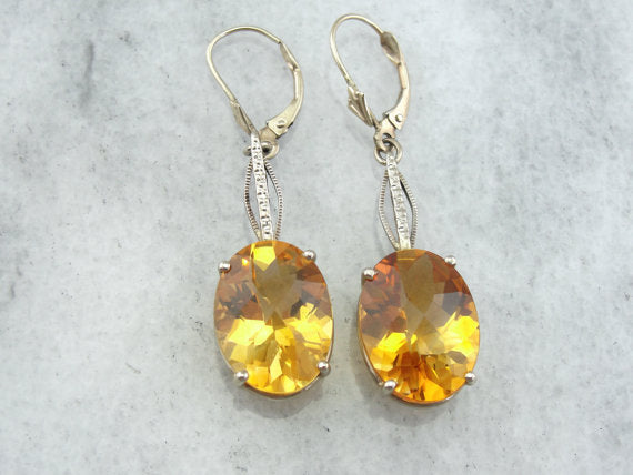 Multi Toned Gold Citrine Drop Earrings