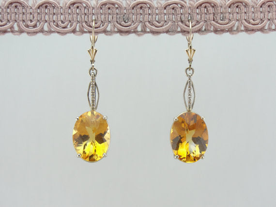 Multi Toned Gold Citrine Drop Earrings