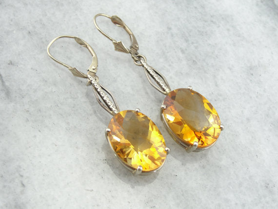 Multi Toned Gold Citrine Drop Earrings