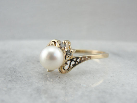 Pearl Cocktail Ring with Fine Diamonds