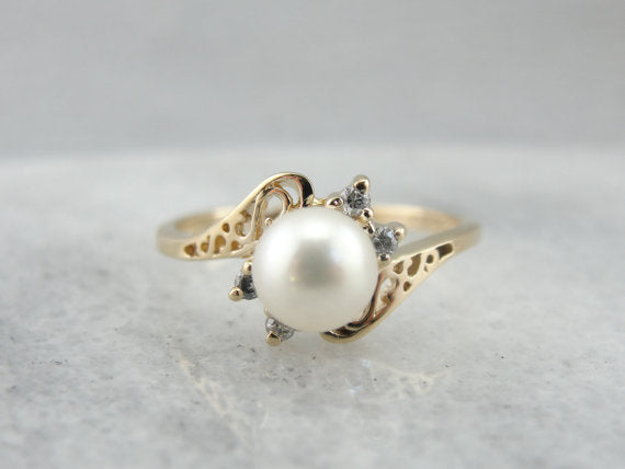 Pearl Cocktail Ring with Fine Diamonds