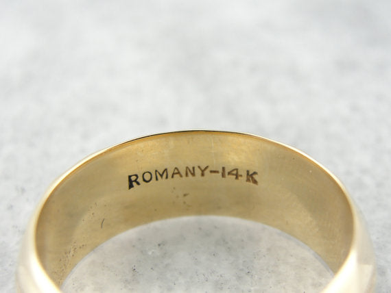 Vintage Romany Wide Hammered Pattern Ring