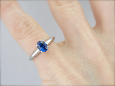 Tapered Platinum Sapphire Solitaire Ring