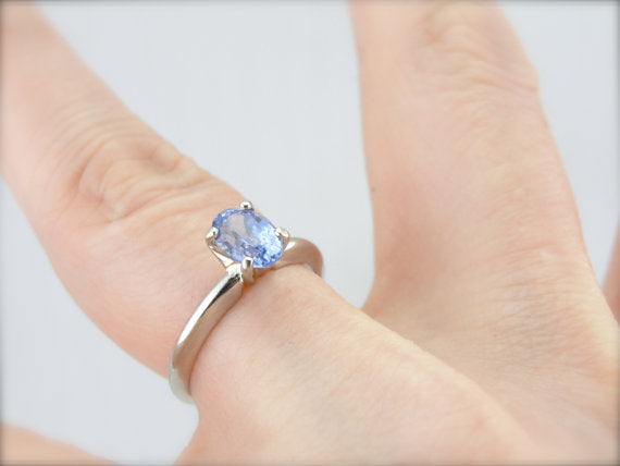 Solitaire Sapphire and Platinum Engagement Ring