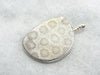 Lovely Cream Petrified Coral and Simple Silver Pendant