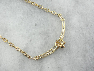 Contemporary Baguette Cut Diamond Necklace