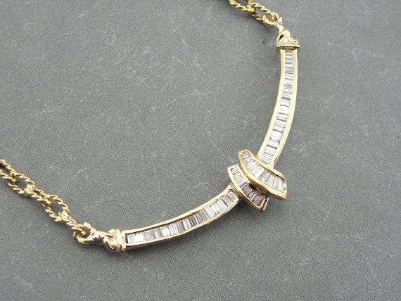 Contemporary Baguette Cut Diamond Necklace