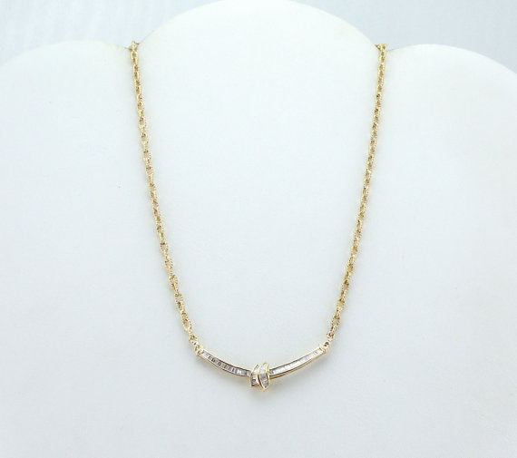 Contemporary Baguette Cut Diamond Necklace