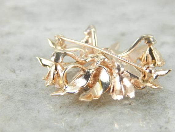 Mid-Century Diamond and Demantoid Garnet Flower Brooch