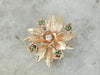 Mid-Century Diamond and Demantoid Garnet Flower Brooch