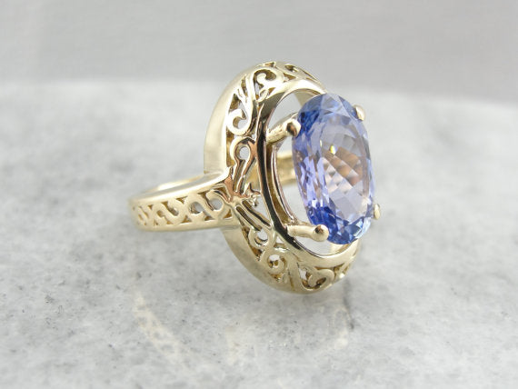 Large Purple Tanzanite Filigree Cocktail Ring