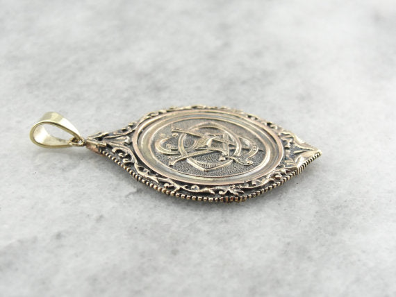 Victorian Rose Gold Pendant Fob with Ornate Monogram