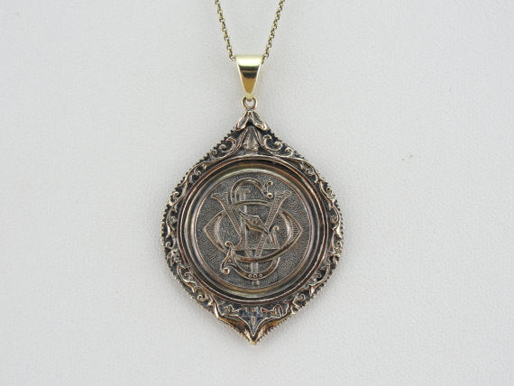 Victorian Rose Gold Pendant Fob with Ornate Monogram