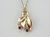Retro Era Sapphire and Ruby Pendant in Rose and Green Gold