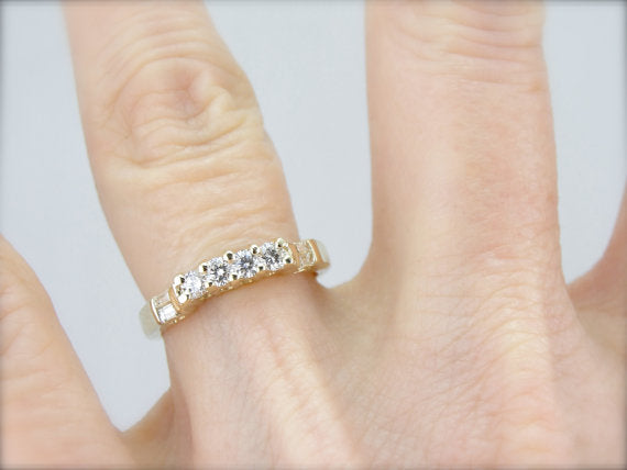 Diamond and Yellow Gold Wedding Band