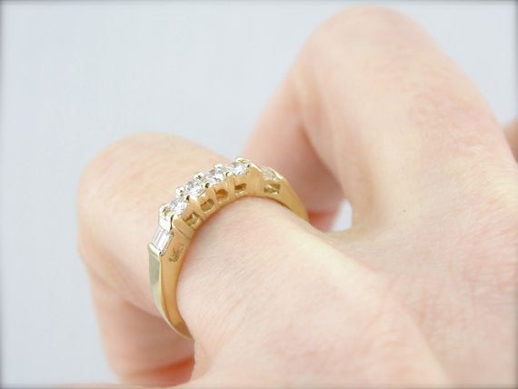 Diamond and Yellow Gold Wedding Band