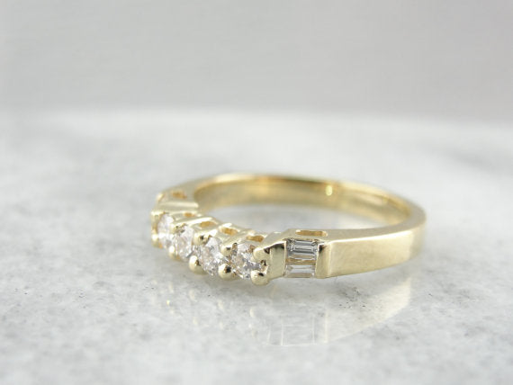Diamond and Yellow Gold Wedding Band