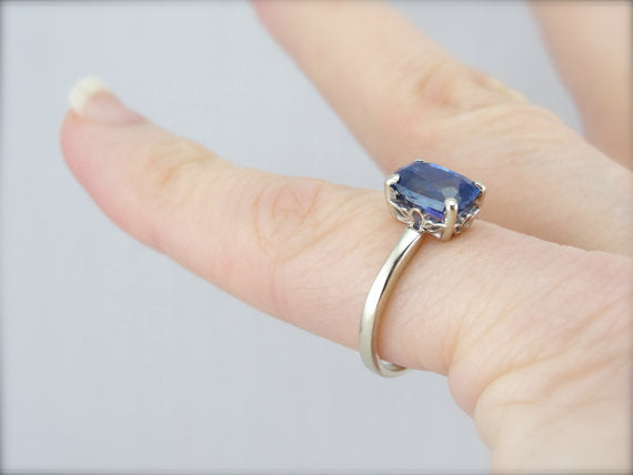 Cornflower Blue Sapphire Solitaire Engagement Ring