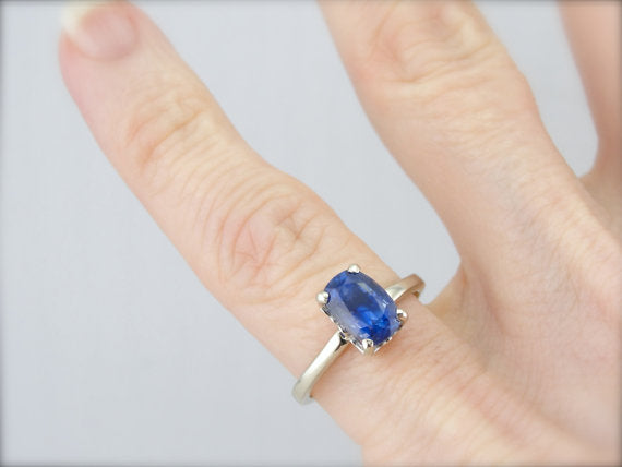 Cornflower Blue Sapphire Solitaire Engagement Ring