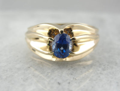 Industrial Style Mens Sapphire Ring