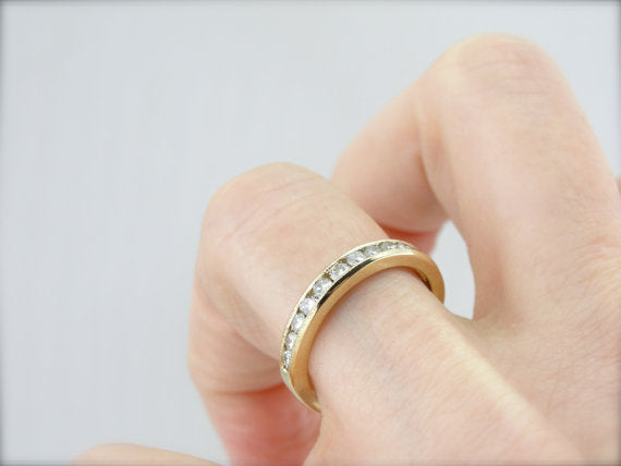 Diamond Unisex Wedding Band in Yellow Gold
