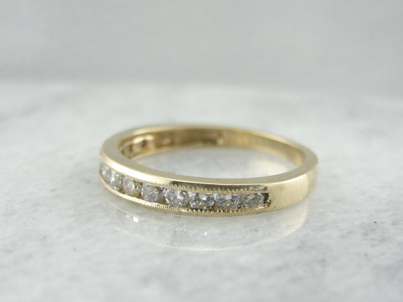 Diamond Unisex Wedding Band in Yellow Gold
