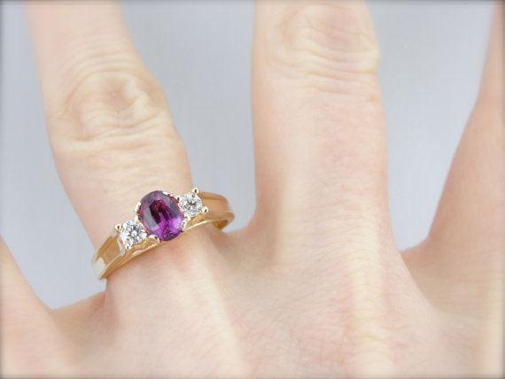 Raspberry Colored Rings Raspberry Pink Sapphire and Diamond Engagement Ring - Market Square ...
