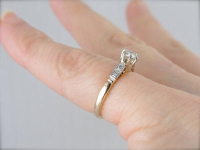 Demure Vintage Diamond Engagement Ring Circa 1930s