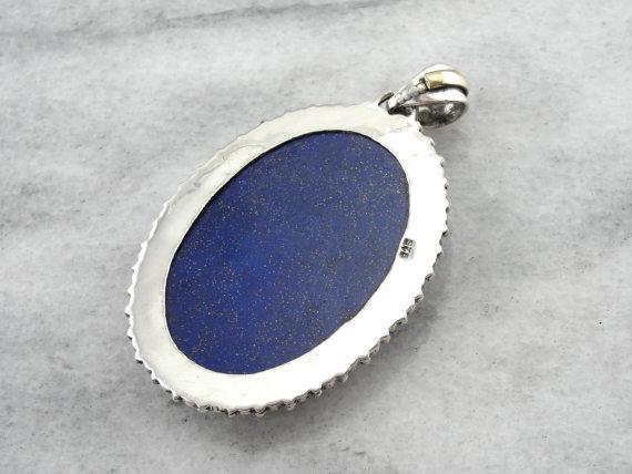 Deepest Ocean Blue: Dark Lapis Lazuli Statement Pendant