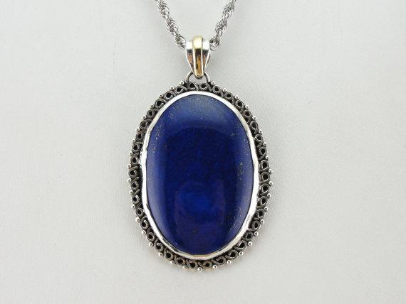 Deepest Ocean Blue: Dark Lapis Lazuli Statement Pendant
