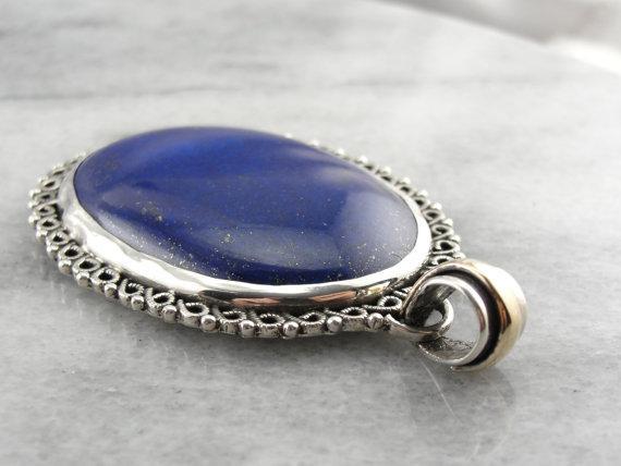 Deepest Ocean Blue: Dark Lapis Lazuli Statement Pendant