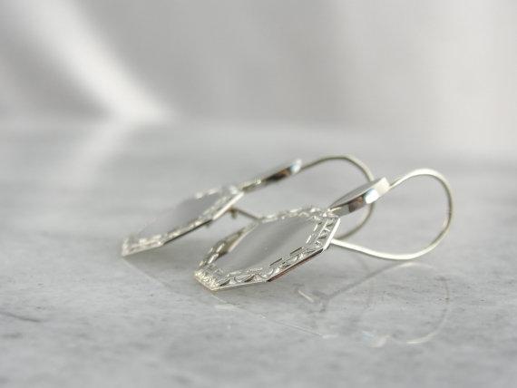 Art Deco Cufflink Drop Earrings