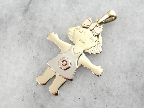 Joyful Little Girl Pendant or Charm