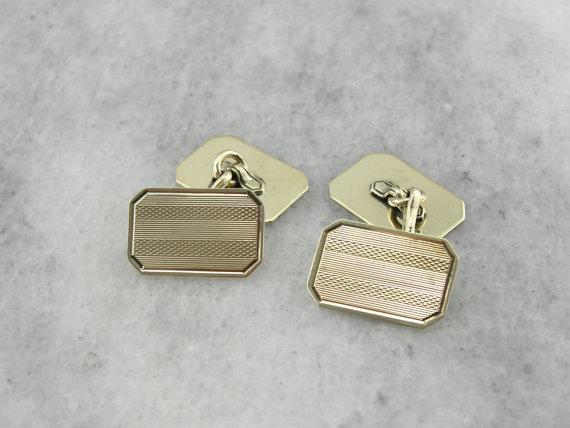 Handsome Green Gold Cufflinks, Circa 1930's