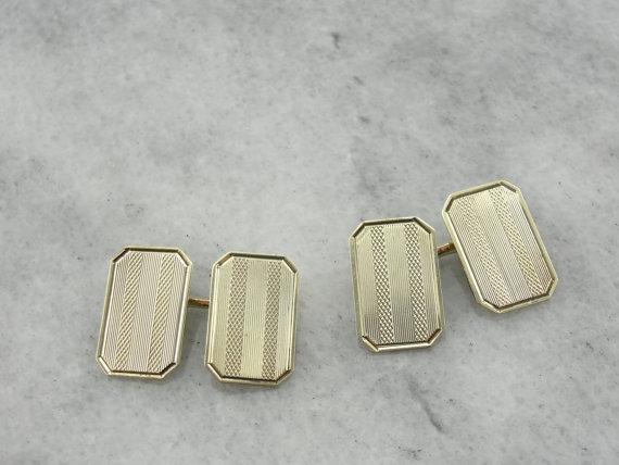 Handsome Green Gold Cufflinks, Circa 1930's