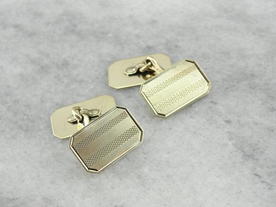 Handsome Green Gold Cufflinks, Circa 1930's