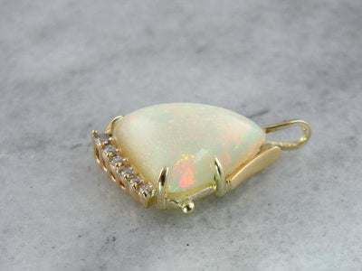Ethiopian Opal Pendant with Diamond Accents