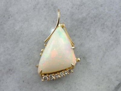 Ethiopian Opal Pendant with Diamond Accents