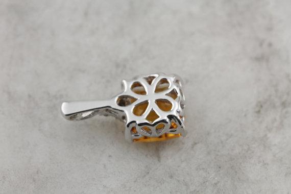 Fancy Cut Citrine and Diamond Drop Pendant