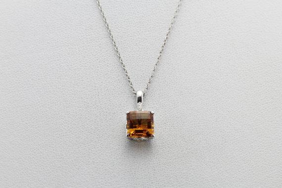 Fancy Cut Citrine and Diamond Drop Pendant
