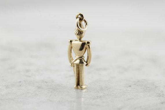 Toy Soldier, Vintage Yellow Gold Keepsake Charm or Layering Pendant
