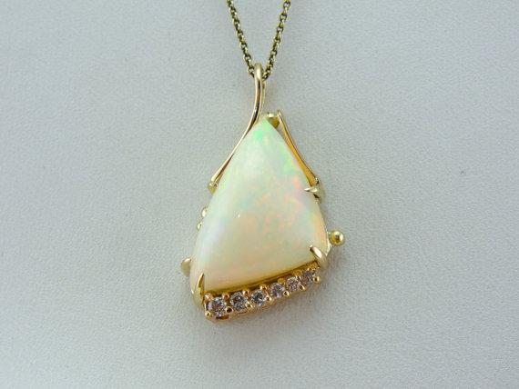 Ethiopian Opal Pendant with Diamond Accents