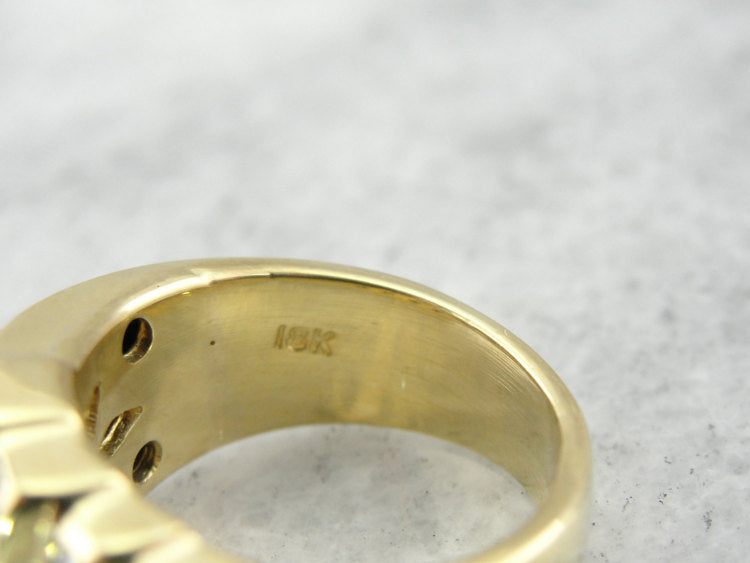 Solid and Bold, Asymmetrical Retro Design Fine Diamond Cocktail Ring