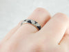 Black And White Band, Vintage 18K Gold, Enamel and Diamonds Stacking Ring